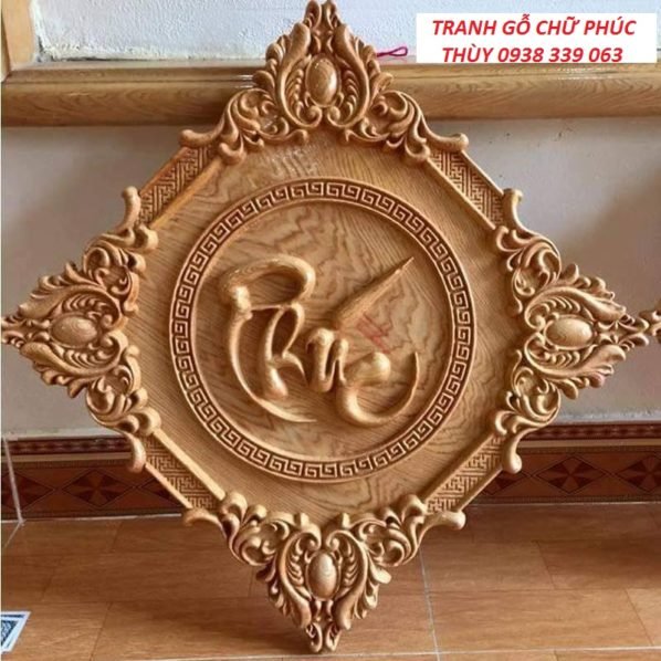 Tranh Thư Pháp Quê Hương gỗ hương 40x88x3