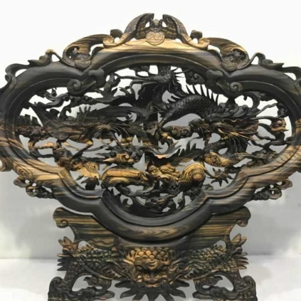 Khánh tứ linh gỗ mun hoa 50x58x3cm